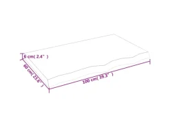 vidaXL Waschtischplatte 100x60x6 cm Massivholz Unbehandelt