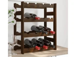 Discount vidaXL Weinregal für 16 Flaschen Braun Massivholz Kiefer