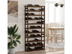 vidaXL Weinregal für 77 Flaschen Braun Massivholz Kiefer