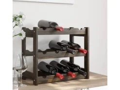 Best vidaXL Weinregal für 12 Flaschen Schwarz Massivholz Kiefer 43 x 25 x 38 cm