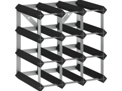 vidaXL Weinregal für 12 Flaschen Schwarz Massivholz Kiefer 32,5 x 22,5 x 32,5 cm