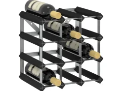 vidaXL Weinregal für 12 Flaschen Schwarz Massivholz Kiefer 32,5 x 22,5 x 32,5 cm