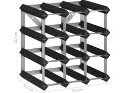 vidaXL Weinregal für 12 Flaschen Schwarz Massivholz Kiefer 32,5 x 22,5 x 32,5 cm
