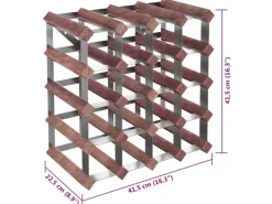 vidaXL Weinregal für 20 Flaschen Braun Massivholz Kiefer 41,5 x 22,5 x 41,5 cm