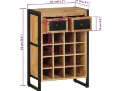vidaXL Weinregal für 16 Flaschen Massivholz Mango