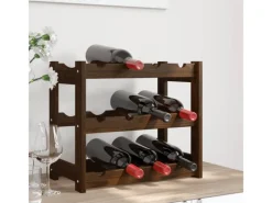 Best vidaXL Weinregal für 12 Flaschen Braun Massivholz Kiefer 43 x 25 x 38 cm