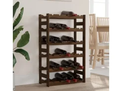 vidaXL Weinregal für 30 Flaschen Braun Massivholz Kiefer