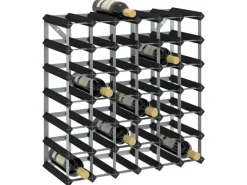 vidaXL Weinregal für 42 Flaschen Schwarz Massivholz Kiefer 61,5 x 22,5 x 61,5 cm