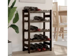 vidaXL Weinregal für 20 Flaschen Schwarz Massivholz Kiefer 43 x 25 x 70 cm