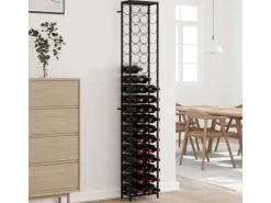 Online vidaXL Weinregal für 57 Flaschen Schwarz 34x18x200 cm Schmiedeeisen