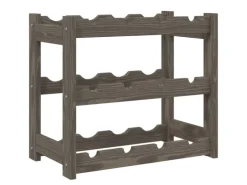 vidaXL Weinregal für 12 Flaschen Grau Massivholz Kiefer