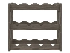 vidaXL Weinregal für 12 Flaschen Grau Massivholz Kiefer