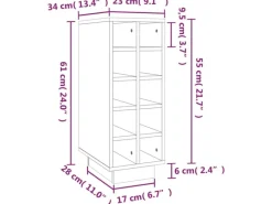 vidaXL Weinregal Weiß 23x34x61 cm Massivholz Kiefer