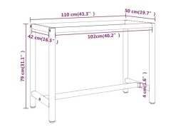 vidaXL Werkbankgestell MattSchwarz und MattRot 110x50x79 cm Metall