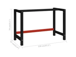 Discount vidaXL Werkbankgestell Metall 120x57x79 cm Schwarz und Rot