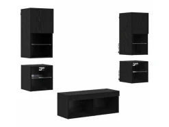 Outlet vidaXL Wohnwand mit LED 8-Tlg Schwarz Eichen-Optik 3402922 Eiche Schwarz