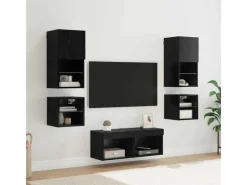 Outlet vidaXL Wohnwand mit LED 8-Tlg Schwarz Eichen-Optik 3402922 Eiche Schwarz