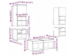 Outlet vidaXL Wohnwand mit LED 8-Tlg Schwarz Eichen-Optik 3402922 Eiche Schwarz
