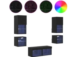 Outlet vidaXL Wohnwand mit LED 8-Tlg Schwarz Eichen-Optik 3402922 Eiche Schwarz