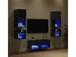 Outlet vidaXL Wohnwand mit LED 8-Tlg Schwarz Eichen-Optik 3402922 Eiche Schwarz