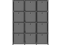 vidaXL Würfel-Regal mit Boxen 12 Fächer Grau 103x30x141 cm Stoff