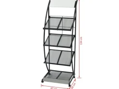 vidaXL Zeitschriftenständer 47 x 40 x 134 cm Schwarz und Weiß A4