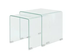 vidaXL Zweiteiliges Satztisch-Set aus gehärtetem Glas Transparent 244191