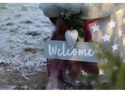 Videx Garden Türschild Welcome Metall Grau 8 cm x 25 cm