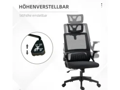 Online Vinsetto Bürostuhl mit Wippfunktion Mesh Schwarz 58L x 61B x 102-119H cm