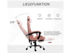 Vinsetto Gamingstuhl mit Kopfstütze 360° Drehbar 64 x 67 x 119-127 cm