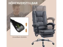 Vinsetto Massage-Bürostuhl 111-119 cm Höhenverstellbar mit Fußstütze