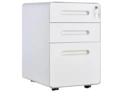 Vinsetto Rollcontainer mit 3 Schubladen Aufbewahrung Stahl Weiß 39 x 48 x 59 cm