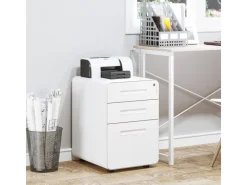 Vinsetto Rollcontainer mit 3 Schubladen Aufbewahrung Stahl Weiß 39 x 48 x 59 cm