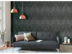 Clearance AS-Creation Vliestapete Barock Ornament Glänzend Glatt Schwarz Dunkelgrau FSC®