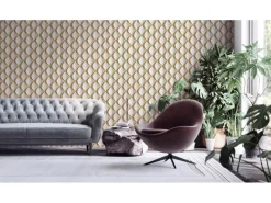 AS-Creation Vliestapete 3D Design Glänzend Leicht Strukturiert Gold Weiß FSC®