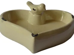 Outlet Vogeltränke Herz mit Vogelfigur 9,5 cm x 23,5 cm x 25 cm Creme Beige