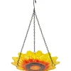 Vogeltränke Hängend Glas Blume Gelb Ø 27 cm