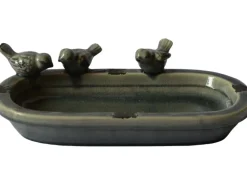 Sale Vogeltränke Oval mit 3 Vogelfiguren 7,5 cm x 29 cm x 16,5 cm Grau