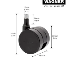 Wagner Drehstuhl-Doppelrolle 5er Set Konkav Ø 5 cm Schwarz