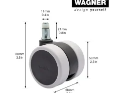 Wagner Drehstuhl-Doppelrolle Soft mit Stift Ø 6 cm Schwarz-Grau