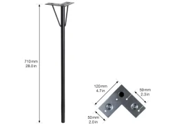 Outlet Wagner design yourself Wagner Möbelbein Hairpin Leg Retro 12 cm x 12 cm x 71 cm Stahl Schwarz