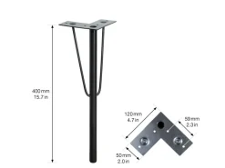 Sale Wagner design yourself Wagner Möbelbein Hairpin Leg Retro 12 cm x 12 cm x 40 cm Stahl Schwarz