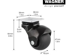 Wagner Möbel-Kugelrolle mit Platte Ø 3,8 cm Schwarz