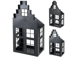 Discount Weihnachts-Deko Laternenhaus Eisen 21 cm x 14 cm x 41 cm Schwarz 2-fach Sortiert