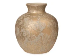 New Weihnachts-Deko Vase Bauchig aus Keramik 26 cm Gold