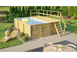Discount Weka Massivholzpool 595 Gr.1 490 x 309 x 203 cm Blau Mosaik Blau-Weiß