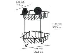 Wenko Eckregal Bari Vacuum-Loc 2 Etagen Schwarz