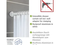 Wenko Teleskop-Duschvorhangstange Luz ausziehbar rostfrei 110 cm - 185 cm
