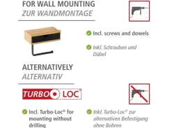 Wenko Toilettenpapierhalter mit Ablage Bambusa Bambus