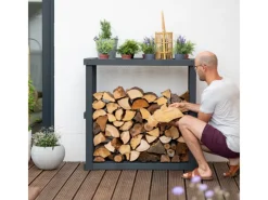 Hot Westmann Holz Kaminholzregal Harald Anthrazit 52x108x106 cm